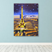 Fantasy Aerial Uitzicht Paris onder de sterren Canvas Afdruk (Insitu (Houten vloer))