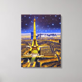Fantasy Aerial Uitzicht Paris onder de sterren Canvas Afdruk (Voorkant)