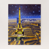 Fantasy Aerial Uitzicht Paris onder de sterren Legpuzzel (Verticaal)