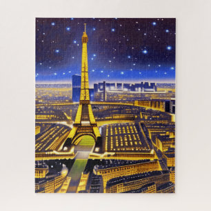Fantasy Aerial Uitzicht Paris onder de sterren Legpuzzel