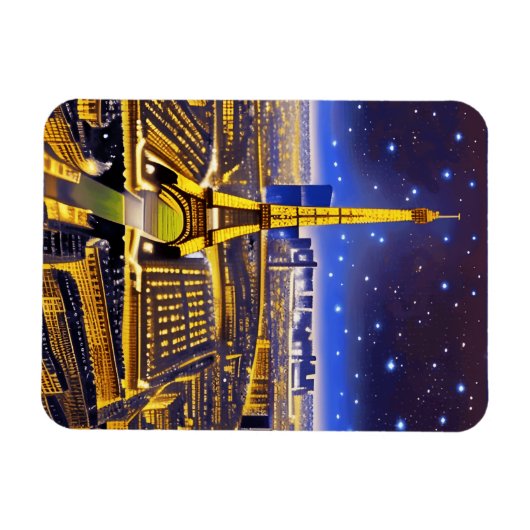 Fantasy Aerial Uitzicht Paris onder de sterren Magneet (Horizontaal)