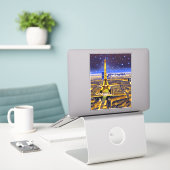 Fantasy Aerial Uitzicht Paris onder de sterren Sticker (Laptop op bureau)