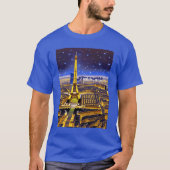 Fantasy Aerial Uitzicht Paris onder de sterren T-shirt (Voorkant)