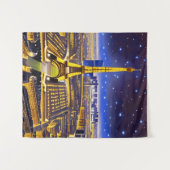 Fantasy Aerial Uitzicht Paris onder de sterren Wandkleed (Voorkant (horizontaal))