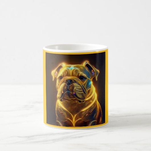 Fantasy afbeelding neon geel Engelse Bulldog Koffiemok (Center)