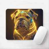 Fantasy Afbeelding Neon Geel Engelse Bulldog Muismat (Met muis)