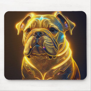 Fantasy Afbeelding Neon Geel Engelse Bulldog Muismat