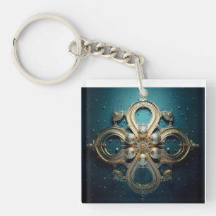 Fantasy afbeelding Steampunk geïnspireerd medaillo Sleutelhanger