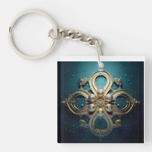 Fantasy afbeelding Steampunk geïnspireerd medaillo Sleutelhanger (voorkant)