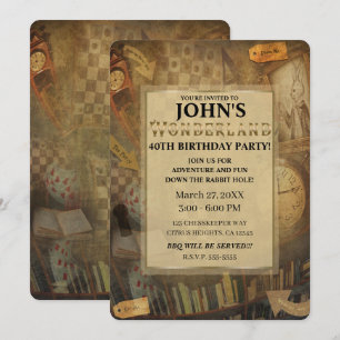 Fantasy Alice in Wonderland Birthday Party Kaart