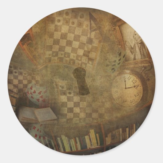 Fantasy  Alice in Wonderland Birthday Party Ronde Sticker (Voorkant)