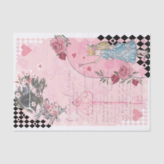 Fantasy Alice in Wonderland Checkerboard Tissuepapier (Voorkant)