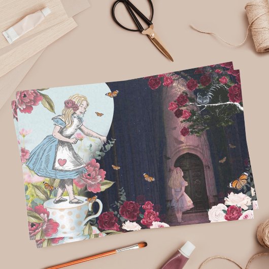 Fantasy Alice in Wonderland Magical Forest & Rozen Tissuepapier