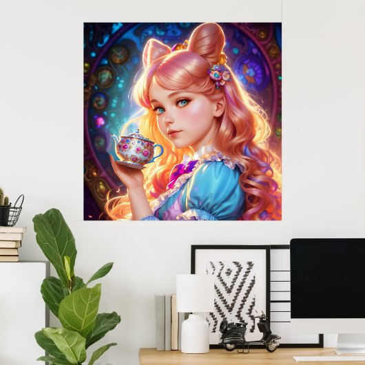 Fantasy Alice in Wonderland Tea Party Poster (Thuiskantoor)
