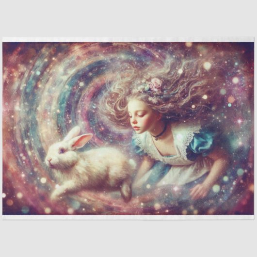 Fantasy Alice Spiralling Into Wonderland Decoupage Tissuepapier (Voorkant)