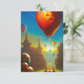 Fantasy alien land hot air ballonnen dank u de kaa bedankkaart (Staand voorkant)