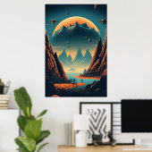 Fantasy Alien Landscape AI Art #2 | Kleurrijk Poster (Thuiskantoor)
