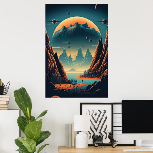 Fantasy Alien Landscape AI Art #2 | Kleurrijk Poster (Thuiskantoor)