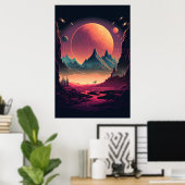 Fantasy Alien Landscape AI Art #4 | Kleurrijk Poster (Thuiskantoor)