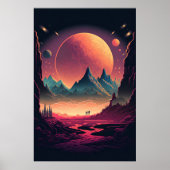 Fantasy Alien Landscape AI Art #4 | Kleurrijk Poster (Voorkant)