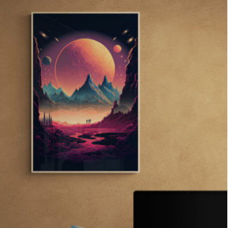 Fantasy Alien Landscape AI Art #4 | Kleurrijk Poster