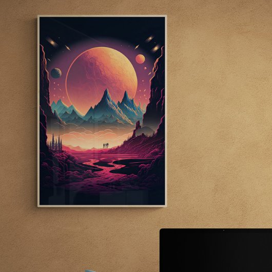 Fantasy Alien Landscape AI Art #4 | Kleurrijk Poster