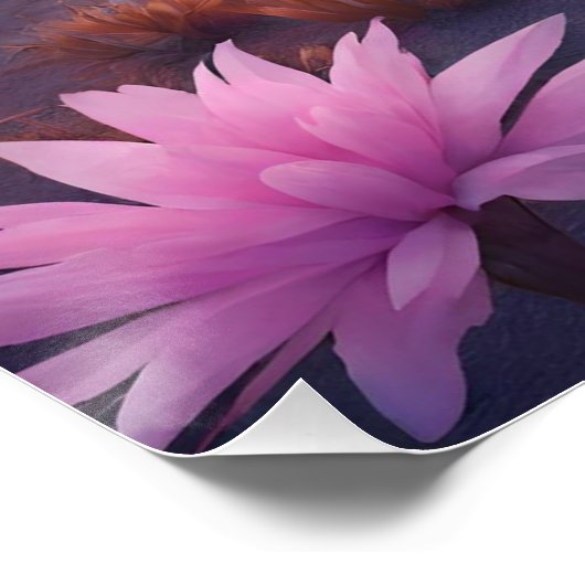 Fantasy Alien Planet Landschap met Bloemen Perfect Poster (Hoek)