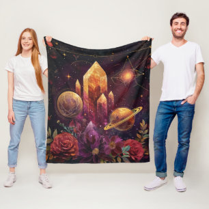 Fantasy Amethyst Kristalrijk Patroon Fleece Deken