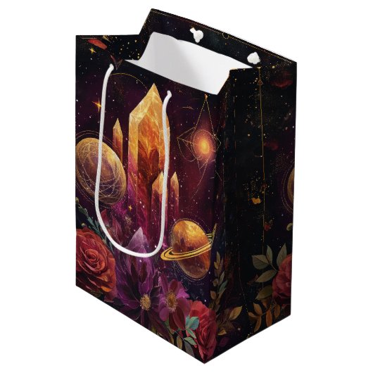 Fantasy Amethyst Kristalrijk Patroon Medium Cadeauzakje (Voorkant Gekanteld)