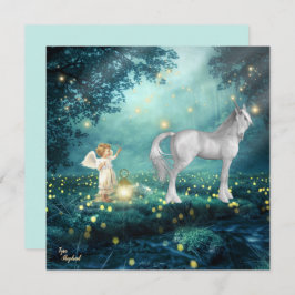 Fantasy Angel en Unicorn Flat Kaart