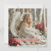 Fantasy angelic angel red gold festive magical feestdagenkaart (Voorkant)