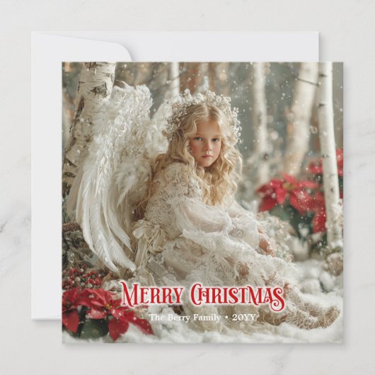 Fantasy angelic angel red gold festive magical  feestdagenkaart (Voorkant)