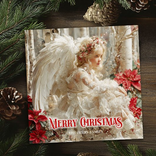 Fantasy angelic angel red gold festive shining  feestdagenkaart