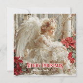 Fantasy angelic angel red gold festive shining  feestdagenkaart (Voorkant)