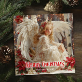 Fantasy angelic angel red gold festive sparkles  feestdagenkaart