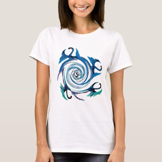 Fantasy Animal Blue Dragon Swirl T-shirt (Voorkant)