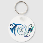 Fantasy Animal Cool Blue Dragons Sleutelhanger (Voorkant)