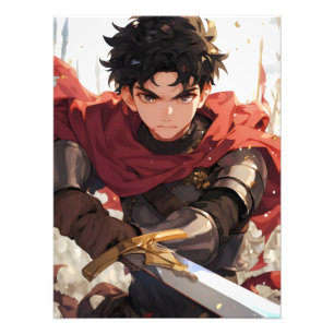 Fantasy Anime Boy Knight Foto Afdruk