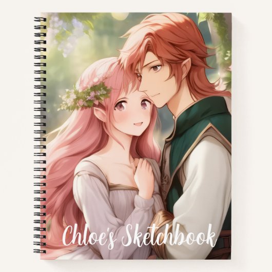 Fantasy Anime Couple Sketchbook Notitieboek (Voorkant)