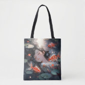 Fantasy Anime Girl en Carps Tote Bag (Voorkant)