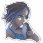 Fantasy anime girl with antarctic penguin sticker (Voorkant)