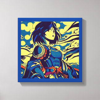 Fantasy Anime Heldin 3 - Japanse Houtsnede Canvas Afdruk