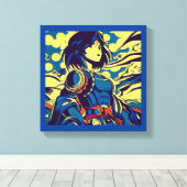 Fantasy Anime Heldin 3 - Japanse Houtsnede Canvas Afdruk (Insitu (Houten vloer))