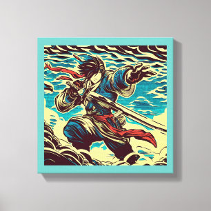 Fantasy Anime Hero 1 - Japanse houtsnede Canvas Afdruk