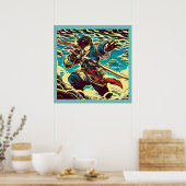 Fantasy Anime Hero 1 - Japanse houtsnede Poster (Keuken)
