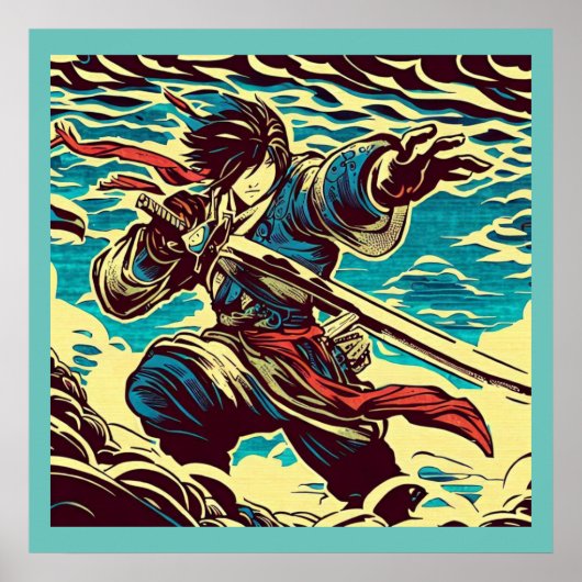 Fantasy Anime Hero 1 - Japanse houtsnede Poster (Voorkant)