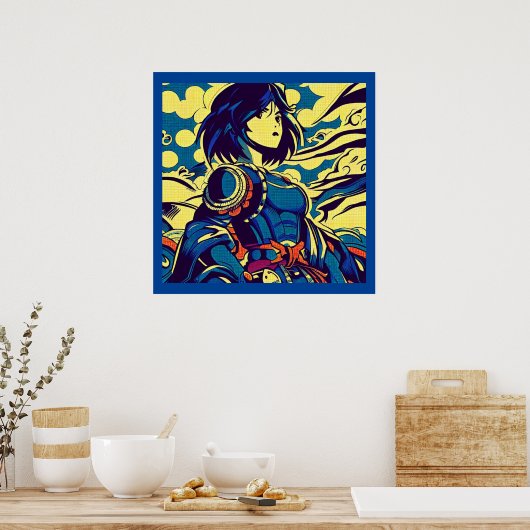 Fantasy Anime Hero 3 - Japanse houtsnede Poster (Keuken)