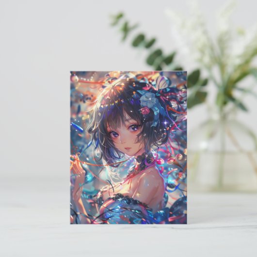 Fantasy Anime Meisje Briefkaart (Staand voorkant)