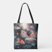 Fantasy Anime Meisje en Karpers Tote Bag (Achterkant)