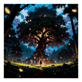 Fantasy anime style forest perfect poster